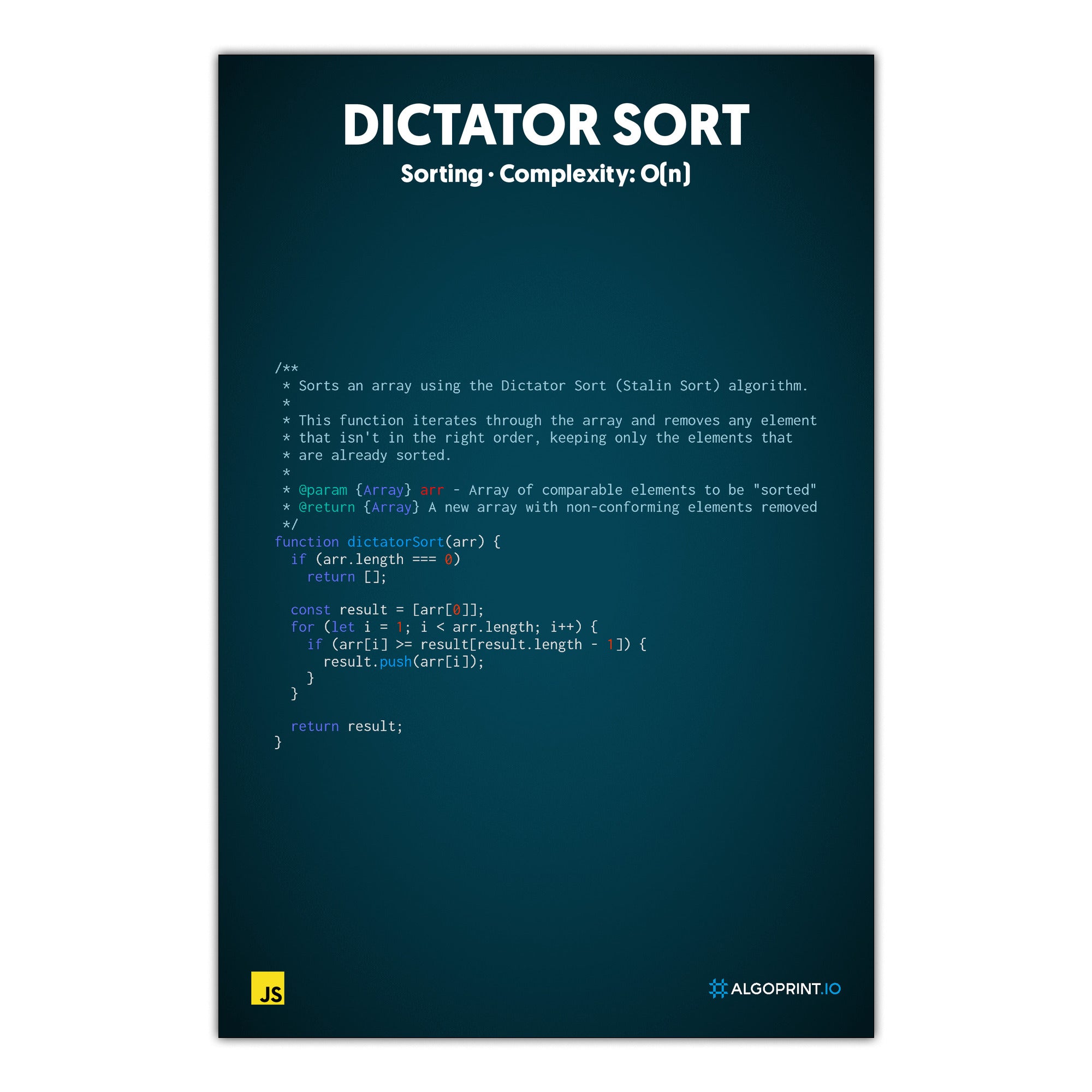 Dictator Sort - JavaScript